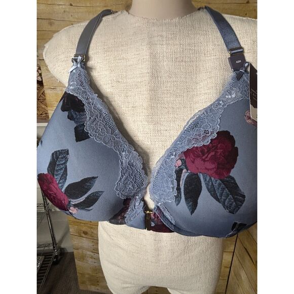 CACIQUE THE SERIOUSLY SEXY COLLECTION FLORAL PRINT BOOST PLUNGE SZ. 42H - Picture 4 of 7